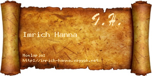 Imrich Hanna névjegykártya